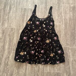 Black floral flowy mini dress